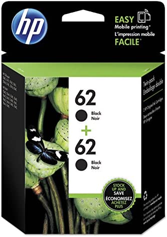 HP 62 (C2P04AN) Black Ink Cartridge- Twin Pack