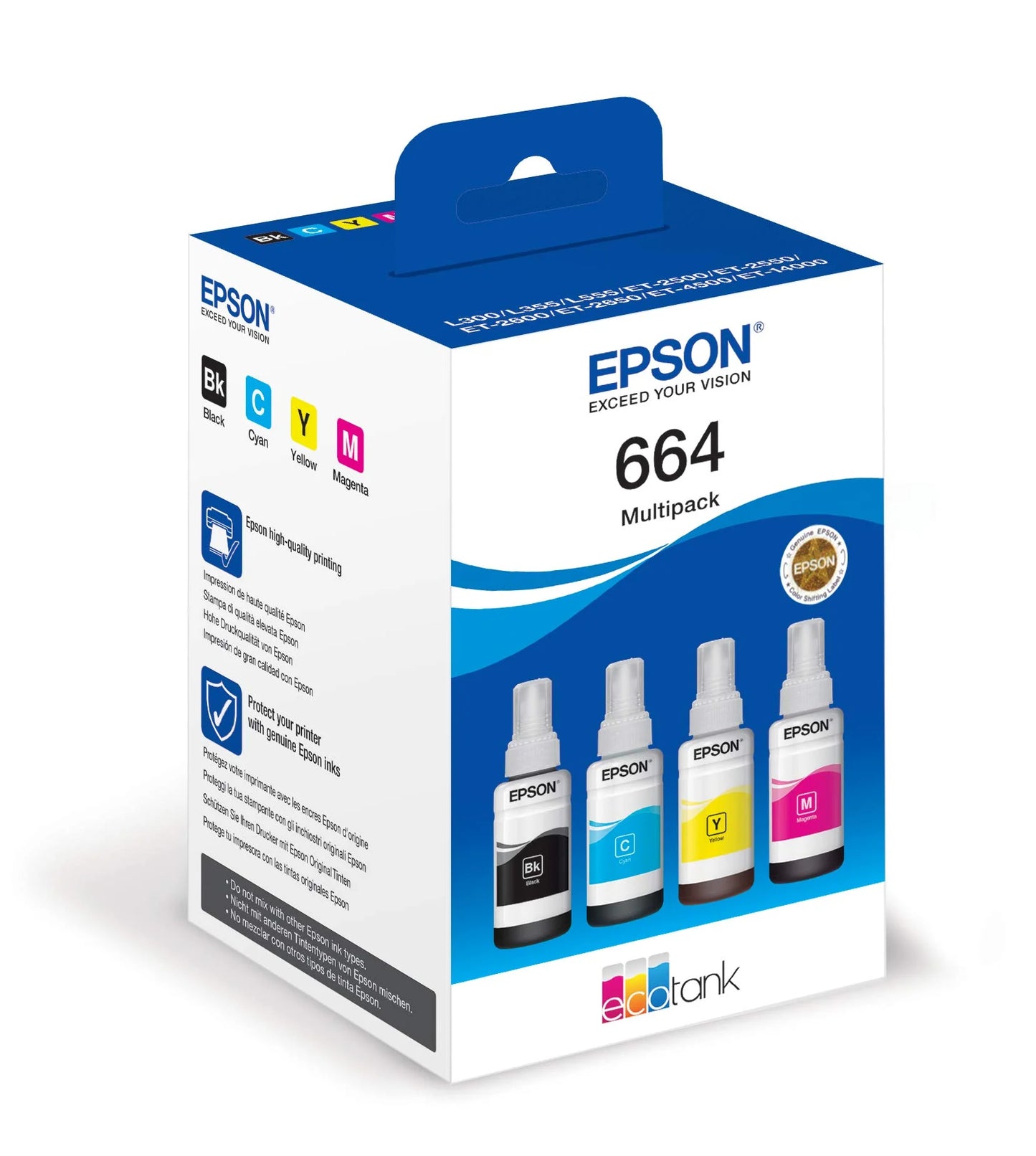 Original Epson (T664) Ultra High-Yield Multi-Color 4-Pack Ink Bottle