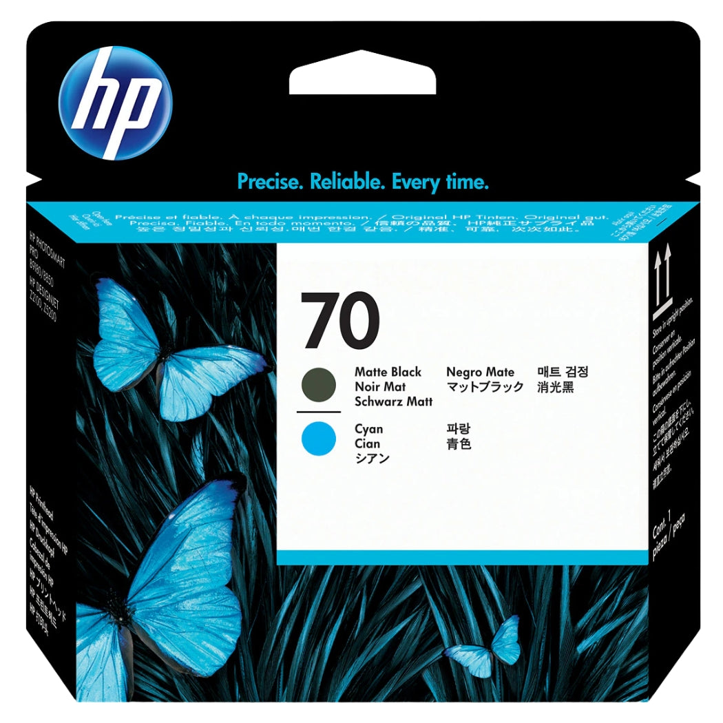 New, Pre-Owned - HP 70 (C9404A) Matte Black and Cyan Printhead