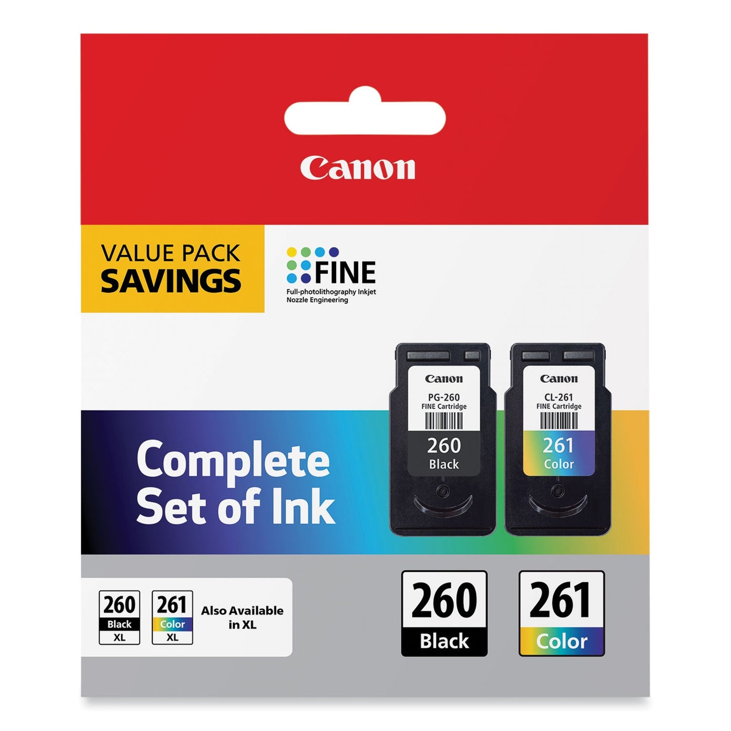 Original Canon PG-260/CL-261 Standard Yield Black & Color Ink Cartridge, 3706C005