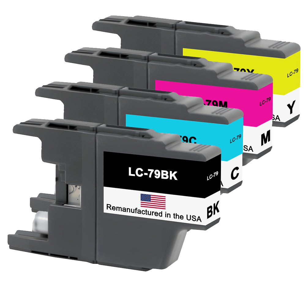 U.S. Remanufactured for Brother LC79 1 Black / 3 Color Ink Cartridges 4-pack