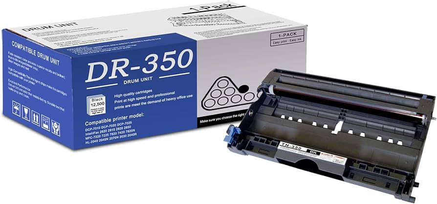 New, Pre-Owned - Brother DR350 Standard Yield Black Laser Drum Cartridge, DR-350