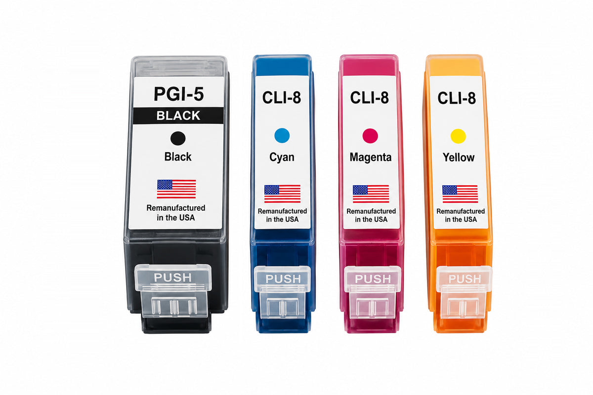 U.S. Remanufactured for Canon PGI-5 Black / CLI-8 3 Color 4-Pack