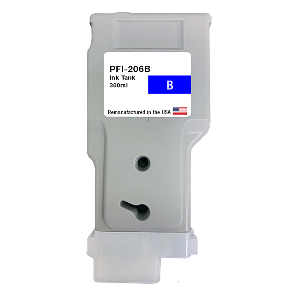 U.S. Remanufactured for Canon PFI-206B 300ml Blue Ink Cartridge