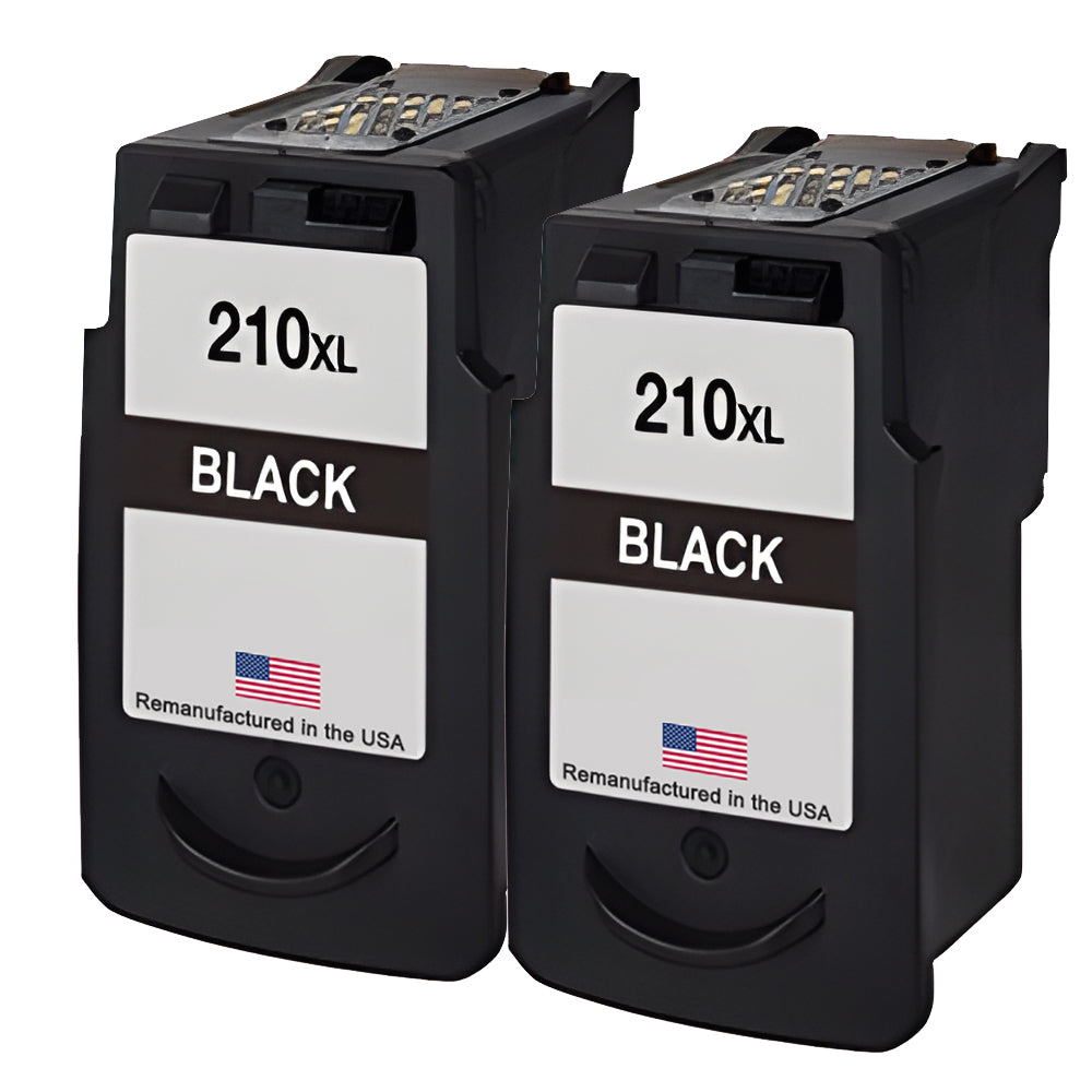 U.S. Remanufactured for Canon PG-210XL Black Ink Cartridge Twin Pack