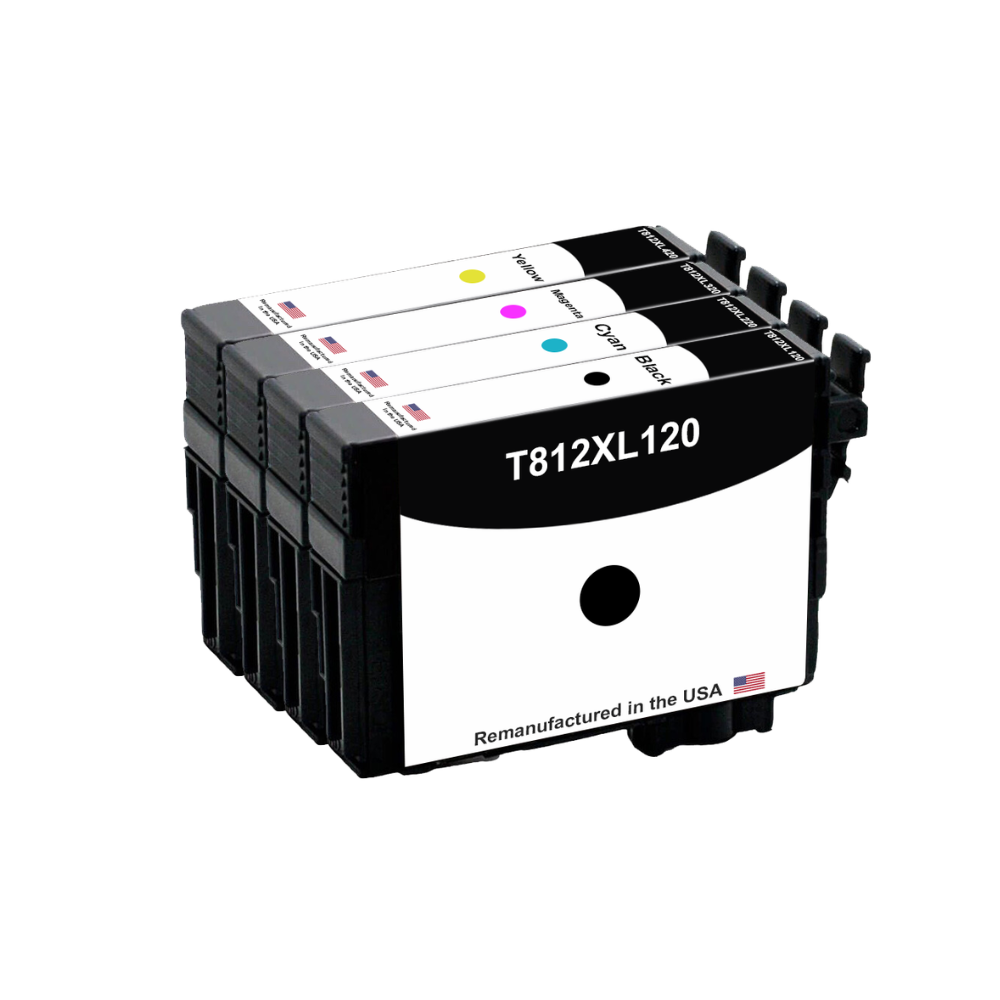 U.S. Remanufactured for Epson 812XL High Yield 4-Color Ink Cartridge Pack