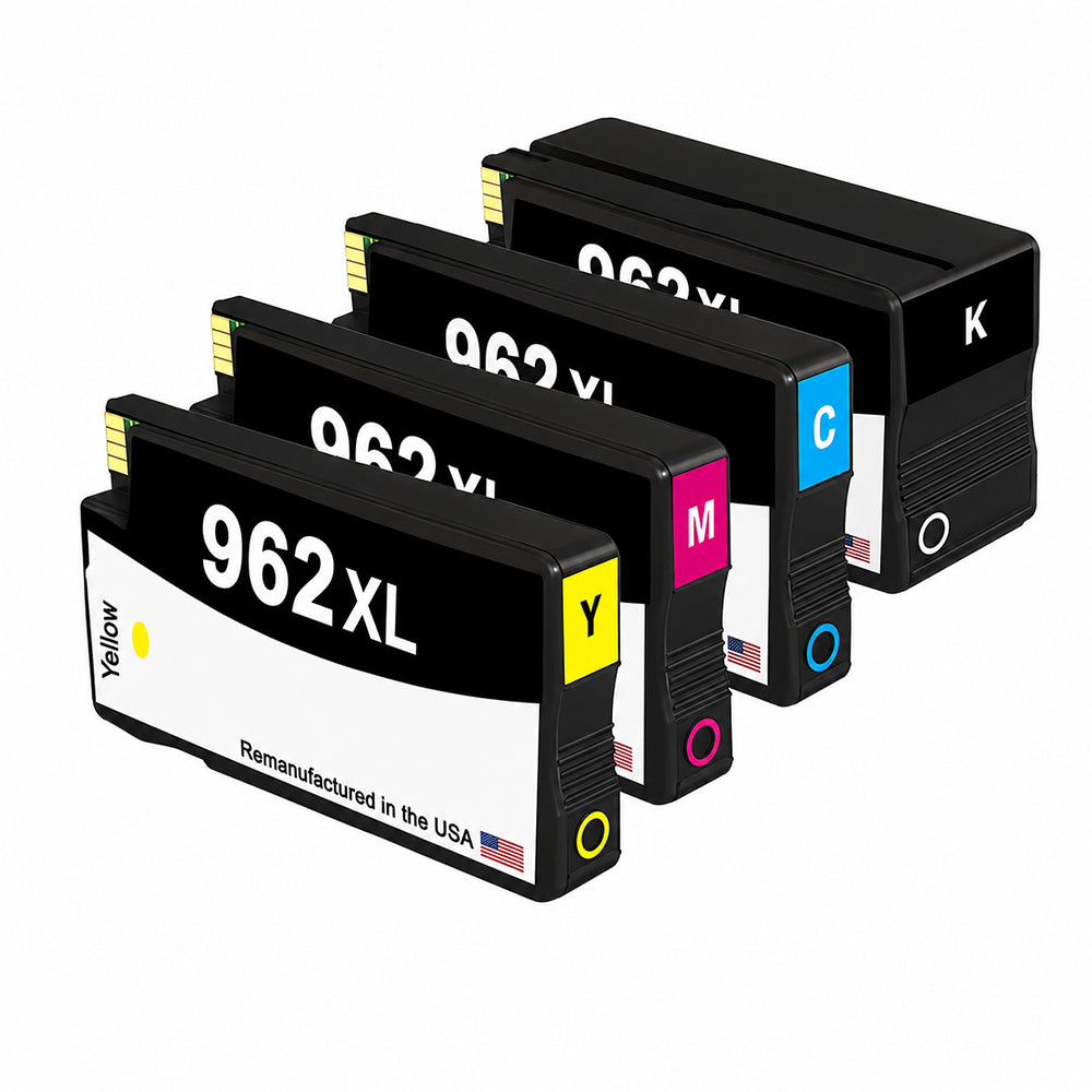 U.S. Remanufactured for HP 962 1 Black / 3 Color 4-pack Ink Cartridges