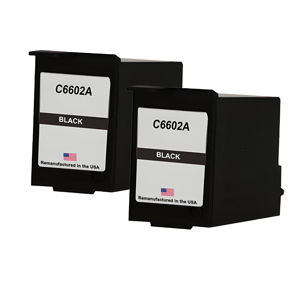 U.S. Remanufactured for HP C6602A Black Ink Cartridge Twin Pack
