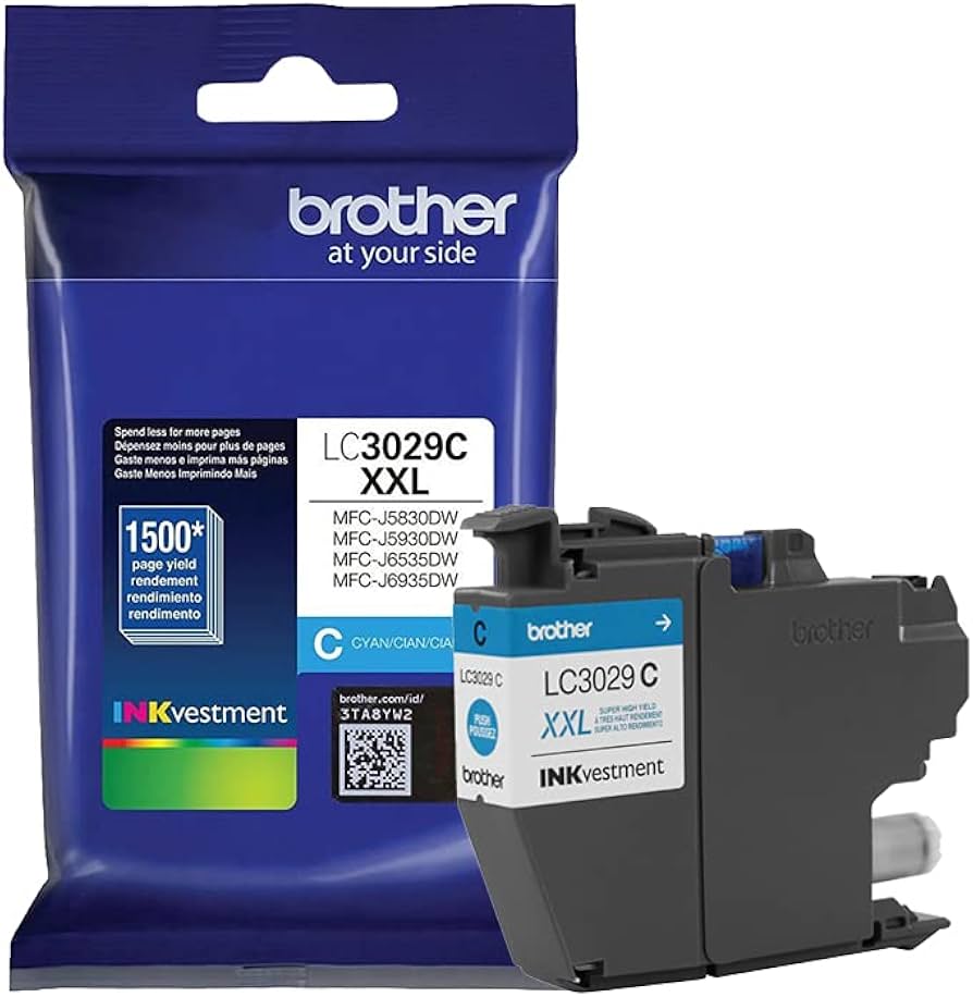 New, Pre-Owned, Original Brother LC3029 Extra High Yield Cyan Ink Cartridge, LC3029C