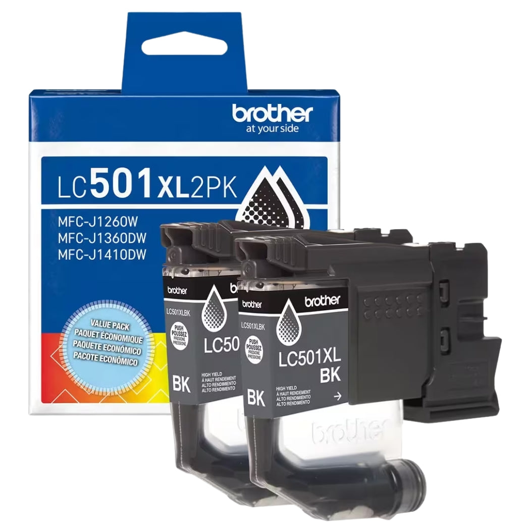 New, Pre-Owned - Brother LC501XL High Yield Black Ink Cartridge-2-Pack