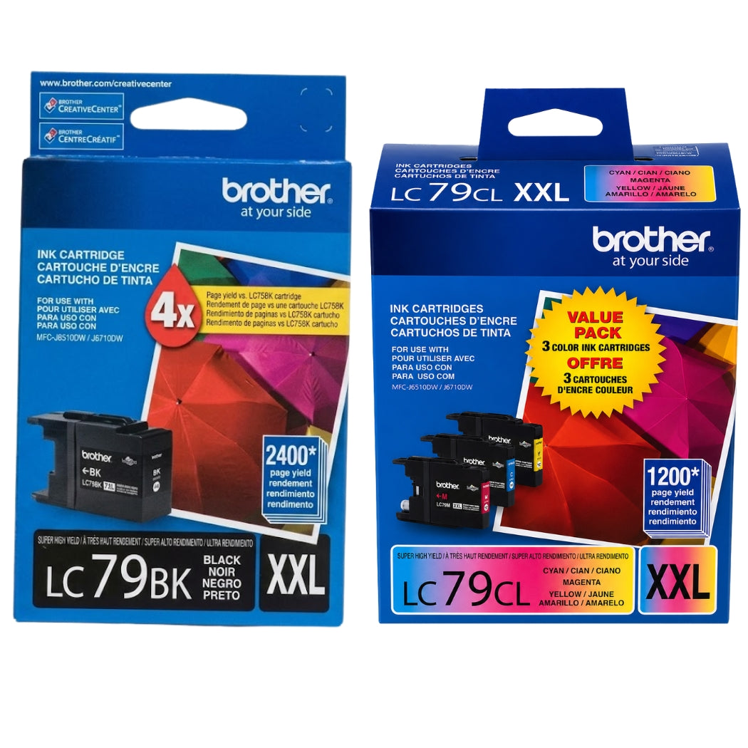 New, Pre-Owned - Brother LC79 Black, Cyan, Magenta, Yellow Ink Cartridges
