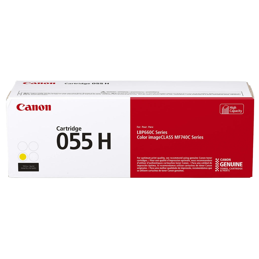 New, Pre-Owned - Canon 055H High-Yield Yellow Laser Toner Cartridge, 3017C001