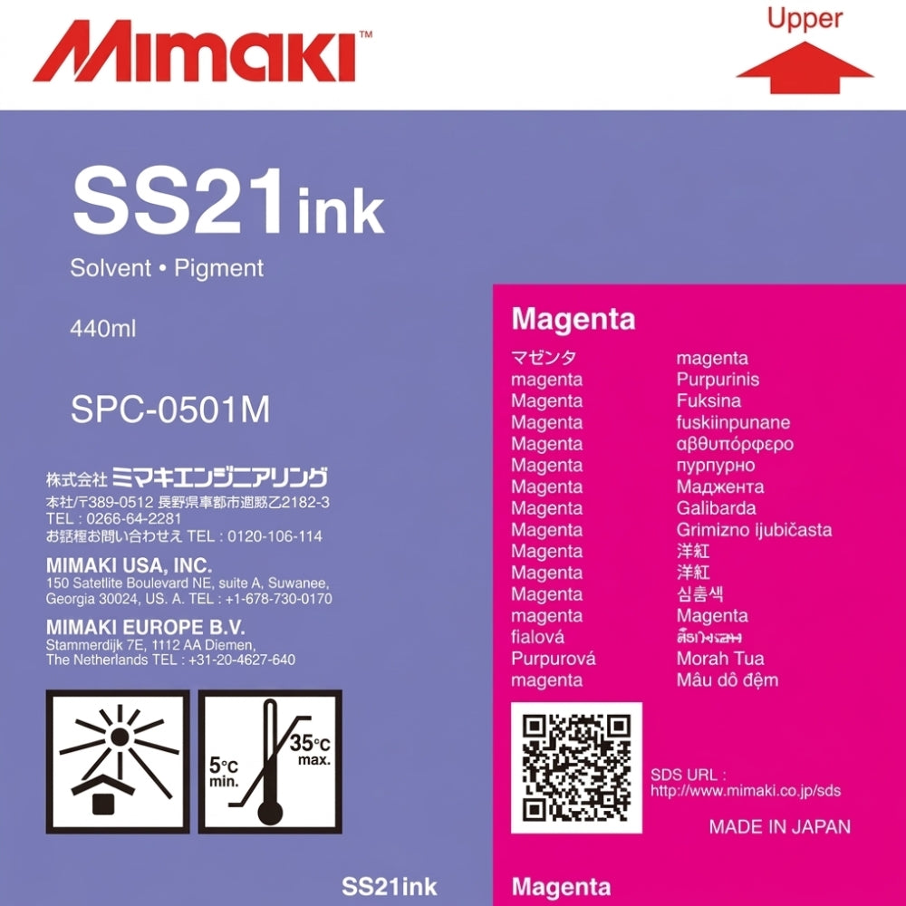 Original Mimaki SS21 Standard Yield Magenta Ink Cartridge, SPC-0501M