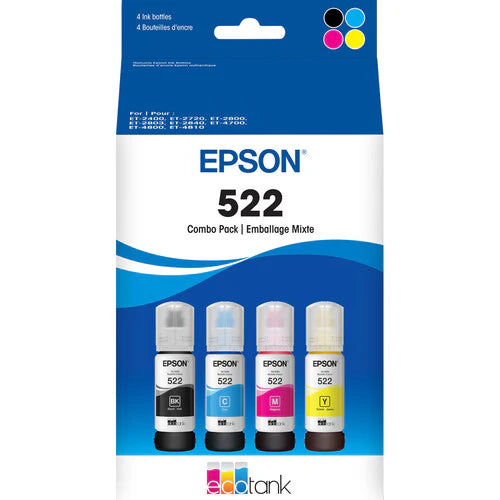 Original Epson T522 High-Yield Multi (4-Pack) Color Ink Bottles