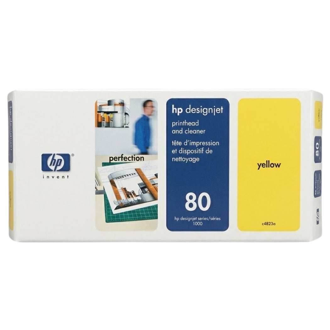 New, Pre-Owned - HP 80 (C4823A) Yellow Printhead & Printhead Cleaner