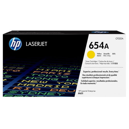 New, Pre-Owned - HP 654A Yellow LaserJet Toner Cartridge, CF332A