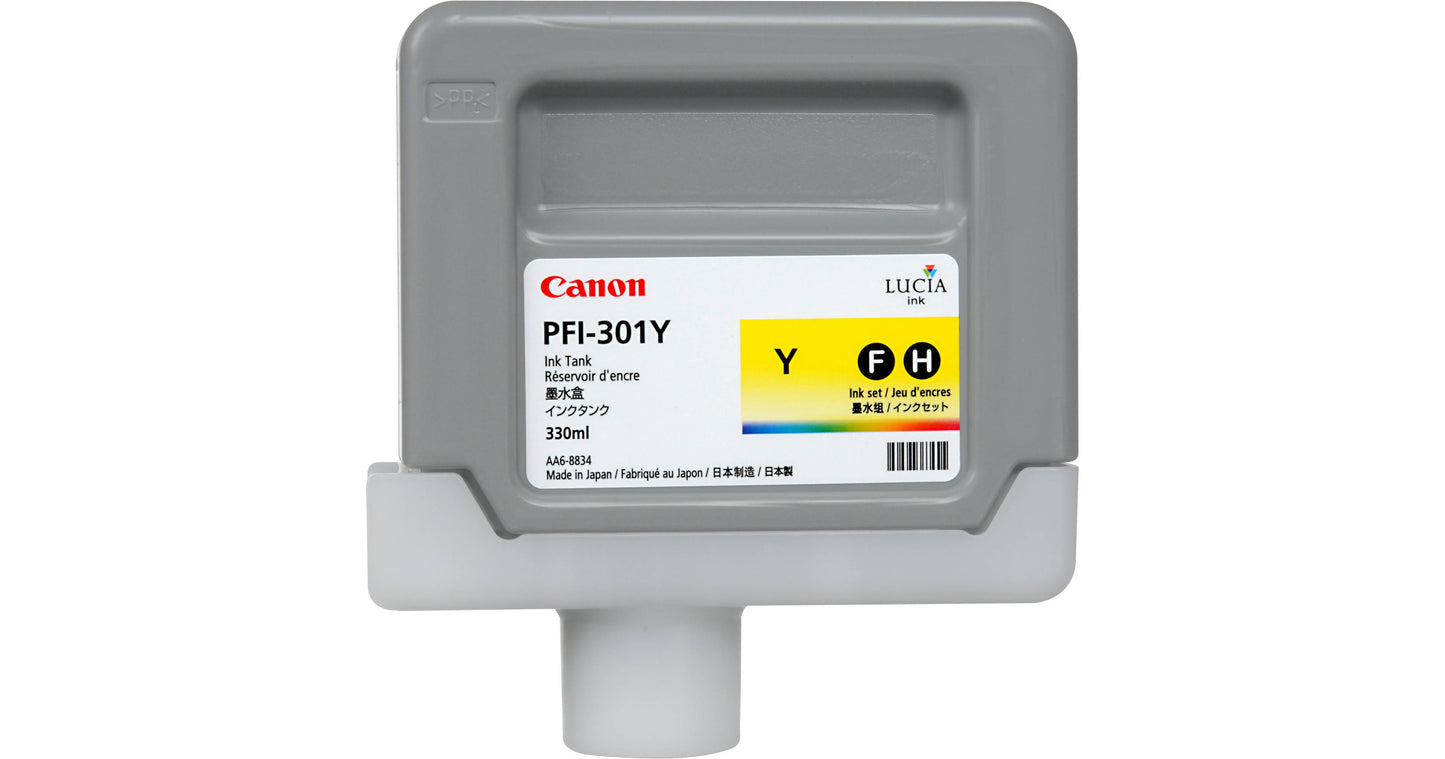 Canon PFI-301Y Standard-Yield Yellow Ink Cartridge, 1489B001AA