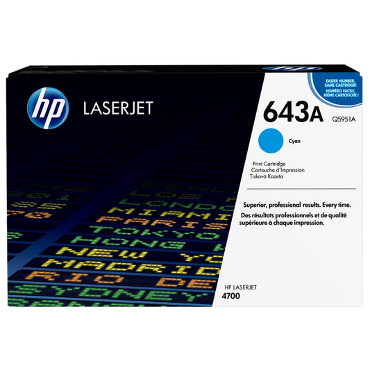 New, Pre-Owned - HP 643A Standard-Yield Cyan Laser Toner Cartridge, Q5951A