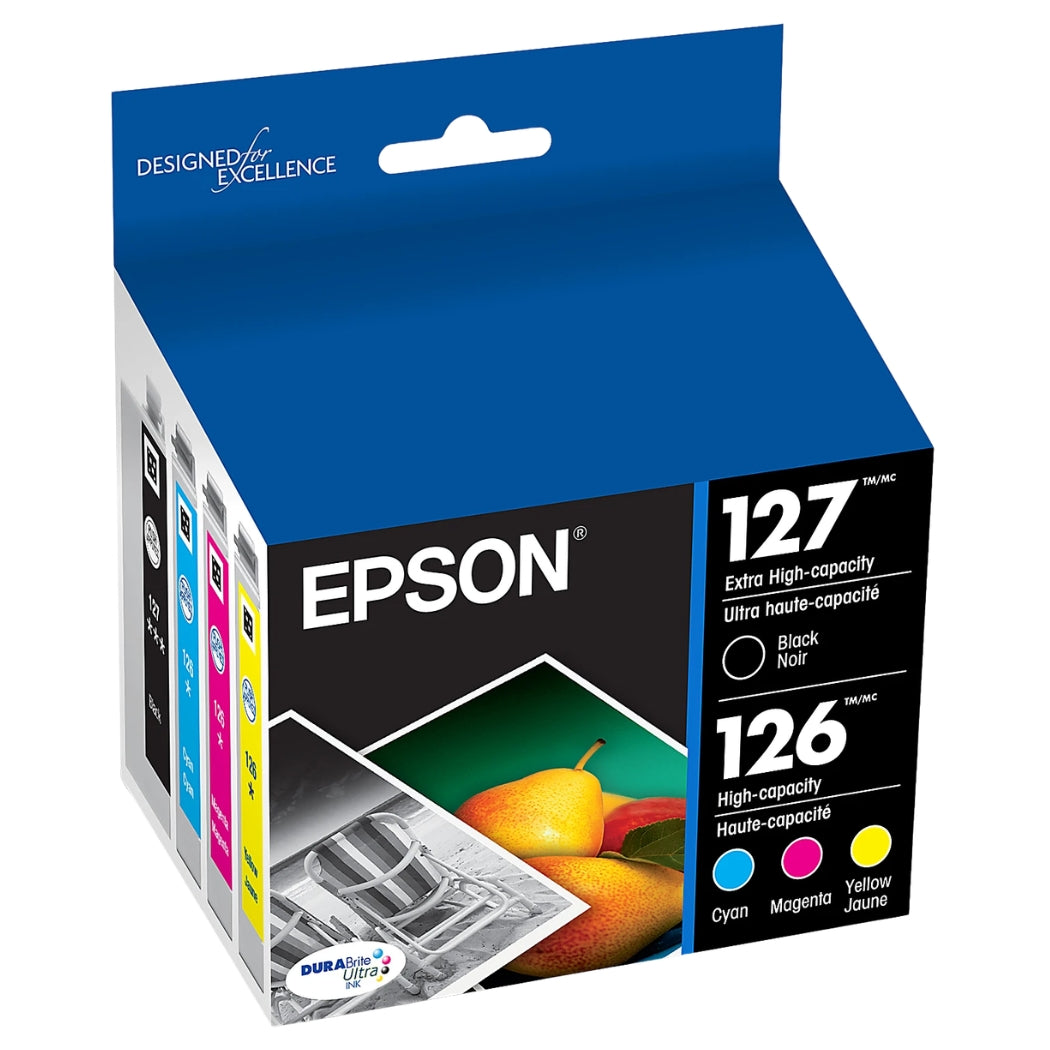 New, Pre-Owned - Epson 127 Black and 126 Cyan, Magenta and Yellow ink cartridges