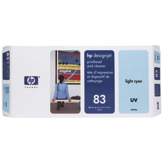 New, Pre-Owned - HP 83 UV 680-ml (C4964A) Light Cyan Printhead and Printhead Cleaner