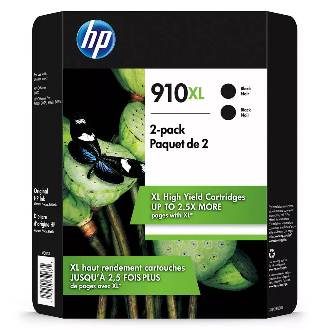 Original HP 910XL (3YL65AN) Black High Yield Ink Cartridge-2 Pack