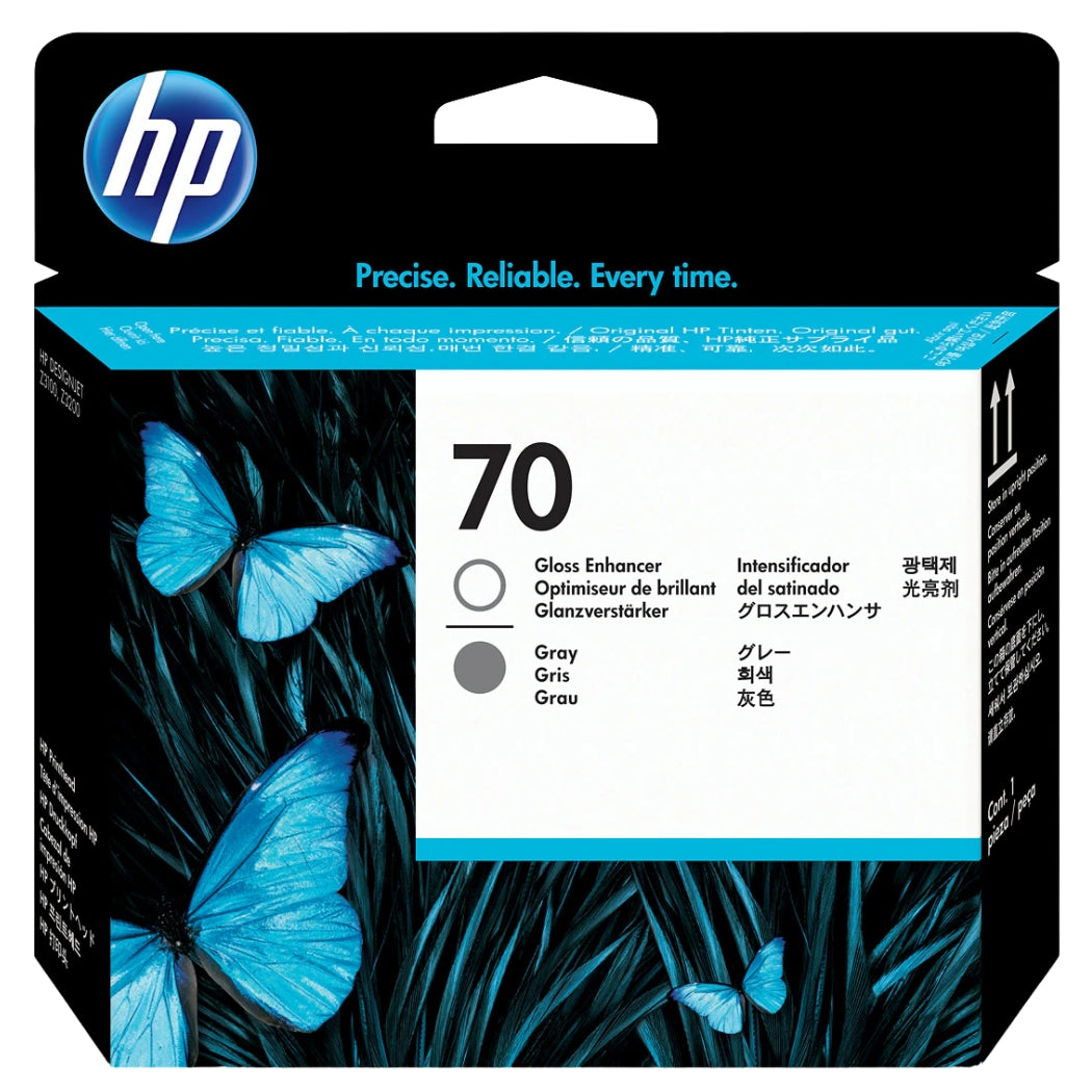 New, Pre-Owned - HP 70 (C9410A) Gloss Enhancer and Gray Printhead