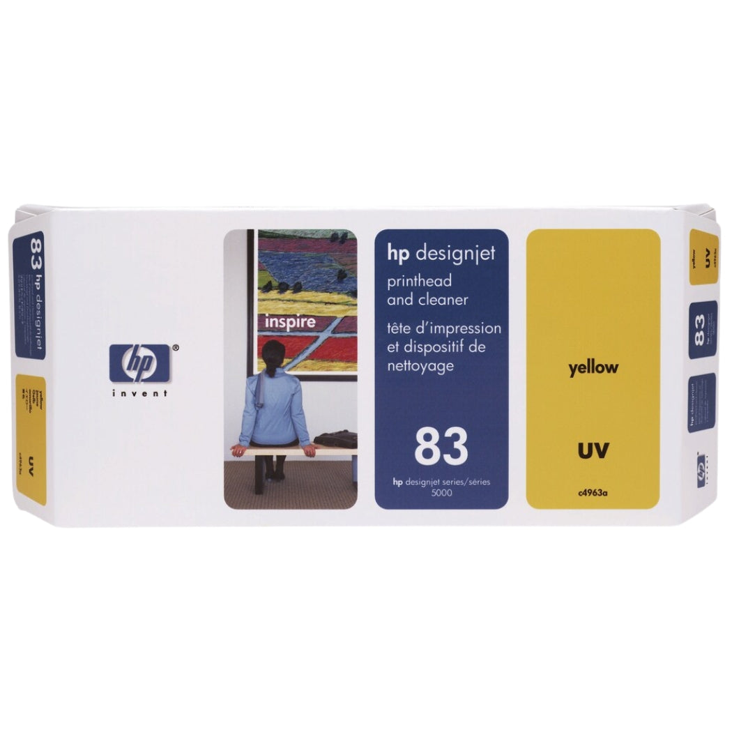 New, Pre-Owned - HP 83 UV (C4963A) Yellow Printhead and Printhead Cleaner