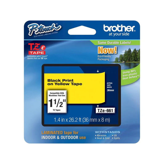 Original Brother TZe-661 Labelling Tape Cassette 36mm (W) * 8m (L) Black print on Yellow Tape-TZe-661