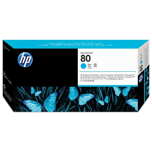 New, Pre-Owned - HP 80 (C4821A) Cyan Printhead & Printhead Cleaner