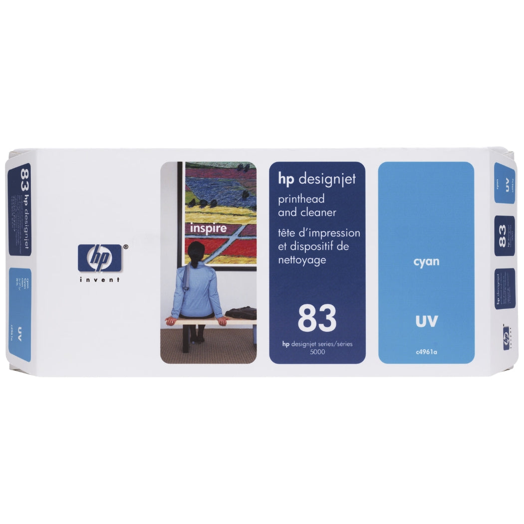 New, Pre-Owned - HP 83 Cyan UV Printhead and Cleaner, C4961A
