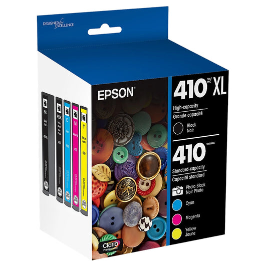 New, Pre-Owned - Epson 410XL Black and 410 Photo Black and Color Ink Cartridges