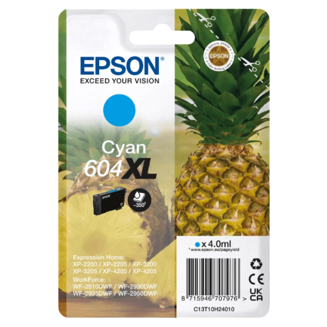 New, Pre-Owned - Epson 604XL High Yield Cyan Ink Cartridge,  C13T10H24010