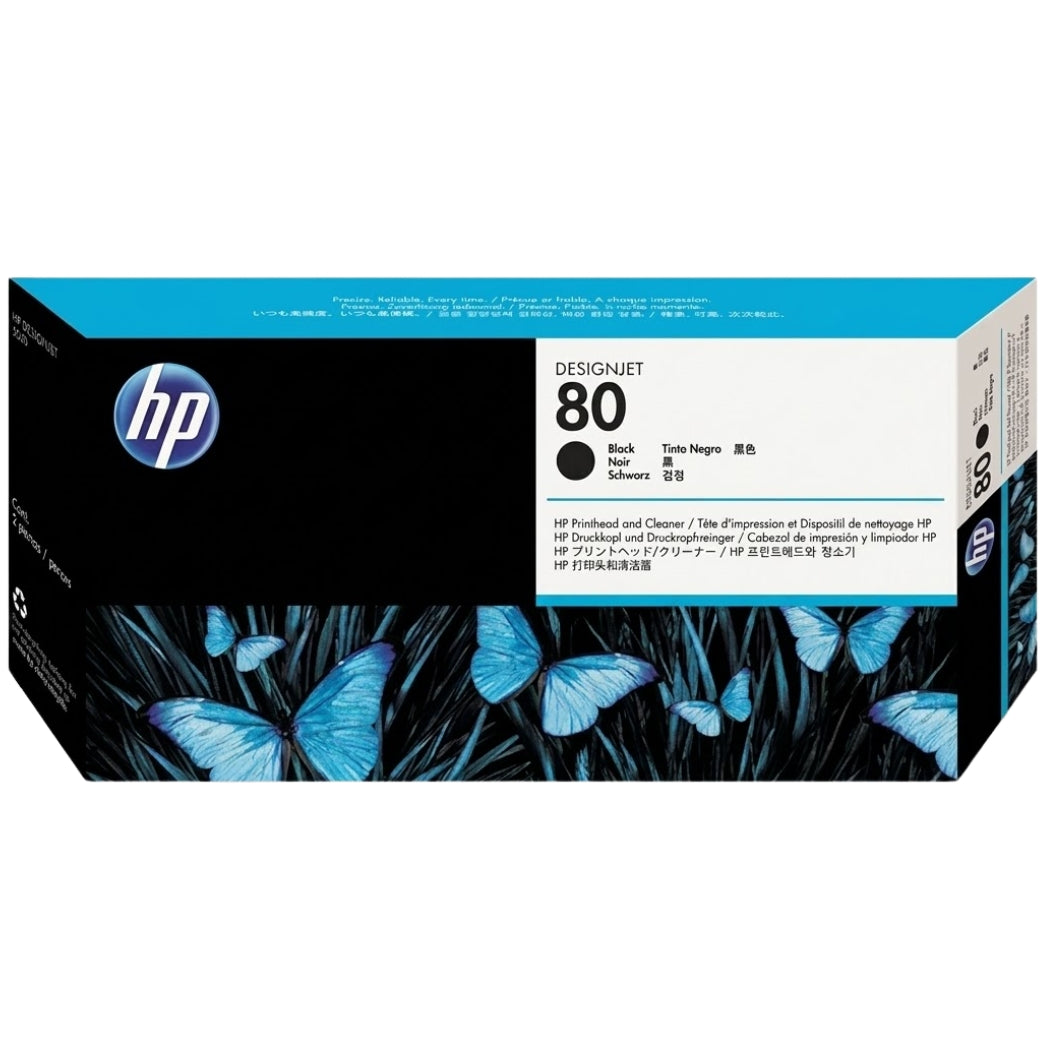 New, Pre-Owned - HP 80 (C4820A) Black Printhead & Printhead Cleaner