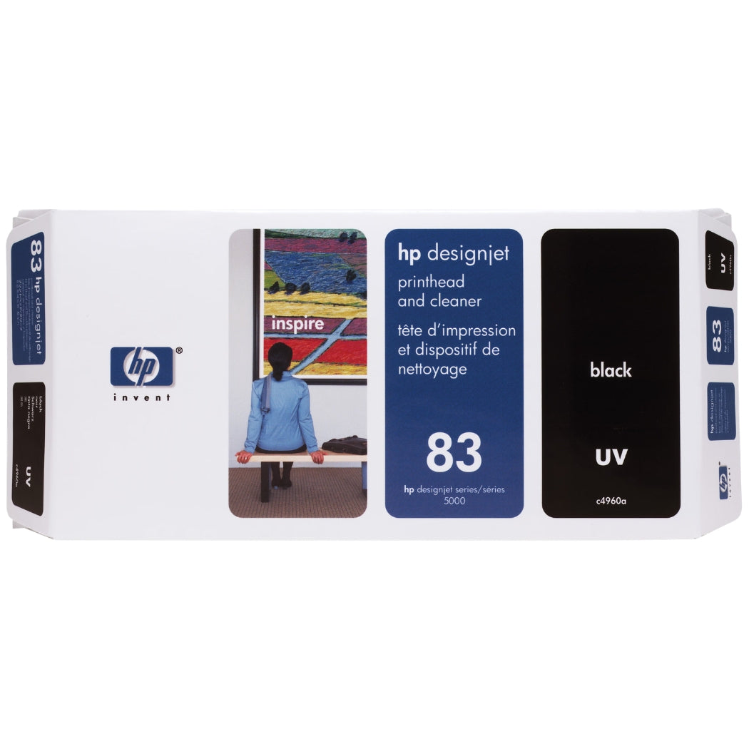 New, Pre-Owned - HP 83 Black DesignJet UV Printhead and Printhead Cleaner, C4960A