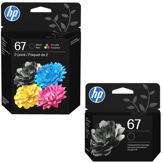 New, Pre-Owned - HP 67 2 Black and 1 Color Ink Cartridge-3 Pack