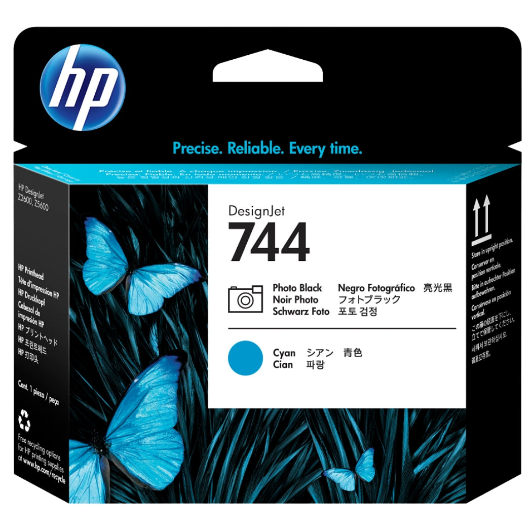 New, Pre-Owned - HP 744 Photo Black and Cyan Printhead, F9J86A