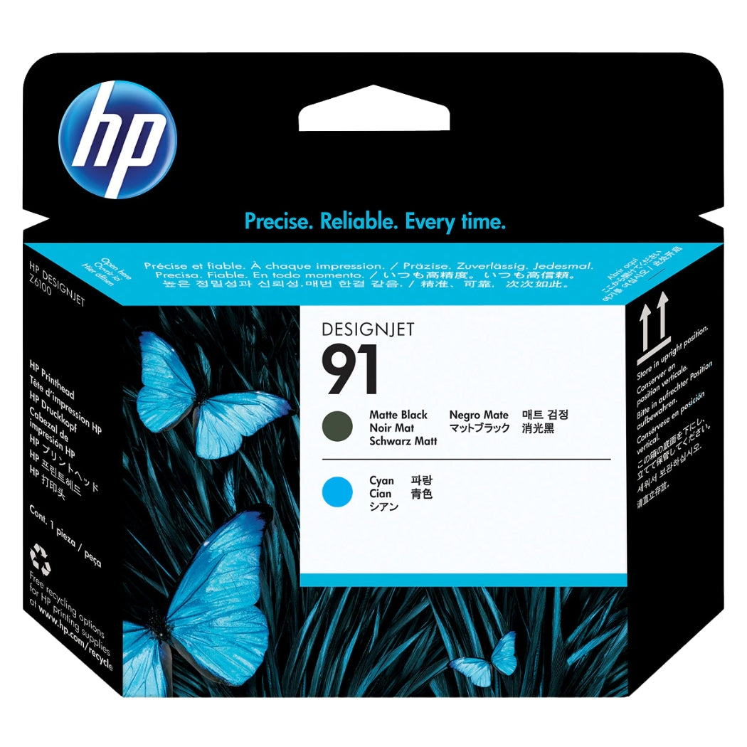 New, Pre-Owned - HP 91 (C9460A) Matte Black and Cyan Printhead Cartridge