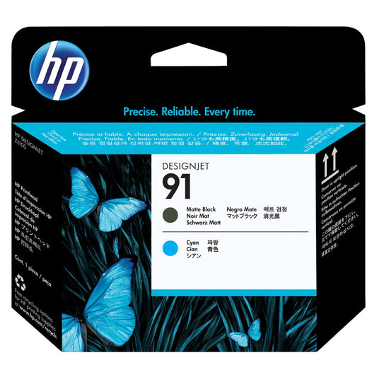 New, Pre-Owned - HP 91 (C9460A) Matte Black and Cyan Printhead Cartridge