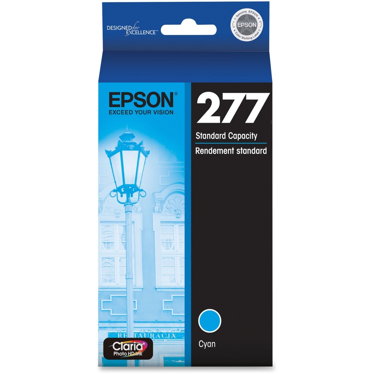 Epson 277 Standard-Yield Cyan Inkjet Cartridge, T277220-S