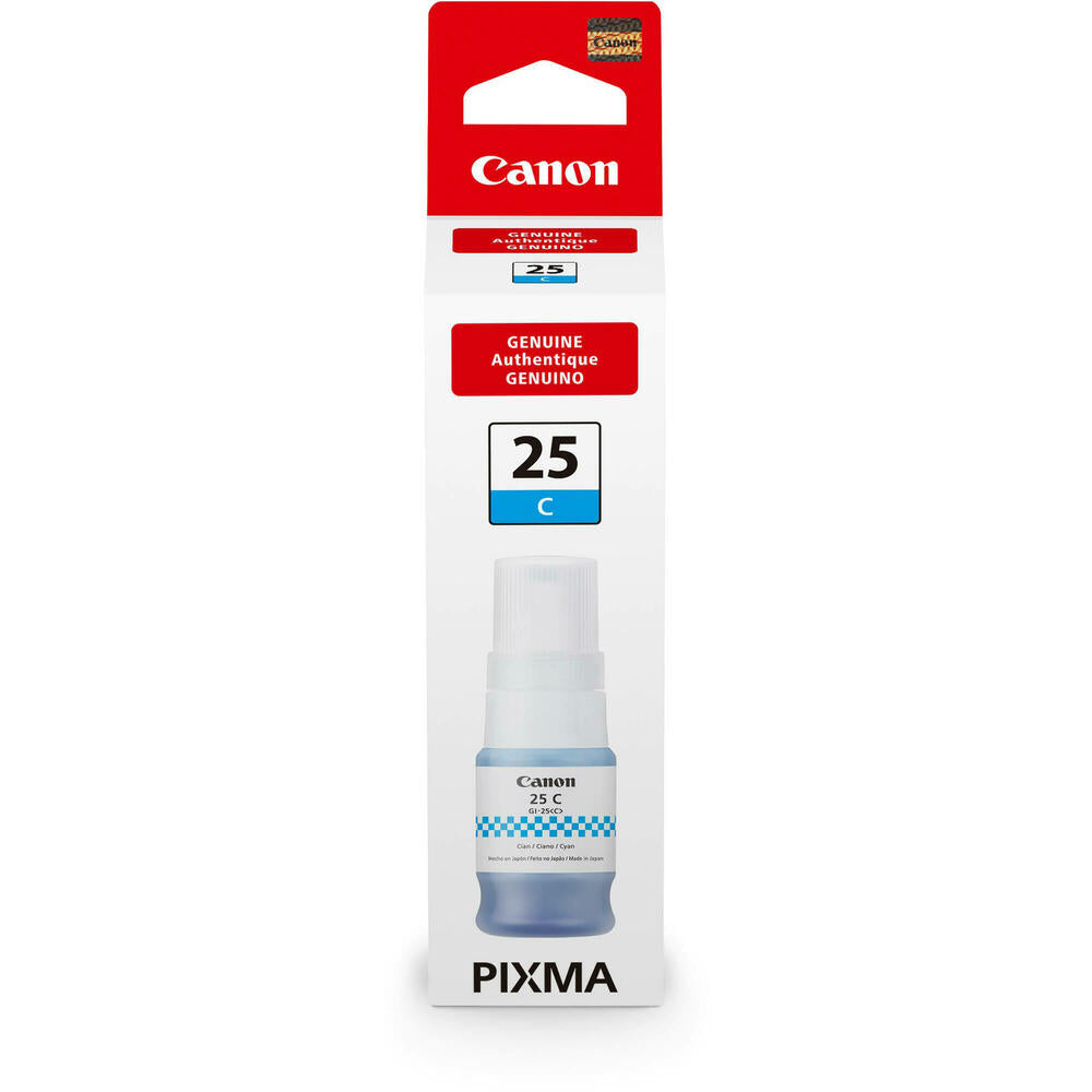 New, Pre-owned, Original Canon GI-25 High Yield Cyan Ink Bottle, 6277C001