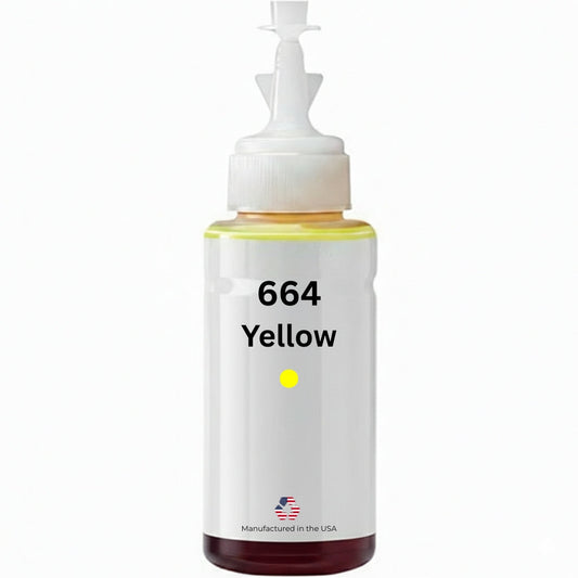 US Remanufactured for Epson 664 (T664420-S) 70ml Yellow High Yield Ink Bottle Made in the USA, T664420-S