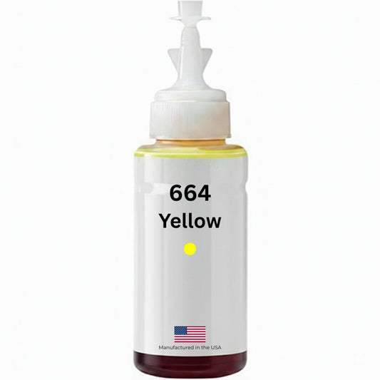 US Remanufactured for Epson 664 (T664420-S) 70ml Yellow High Yield Ink Bottle Made in the USA, T664420-S