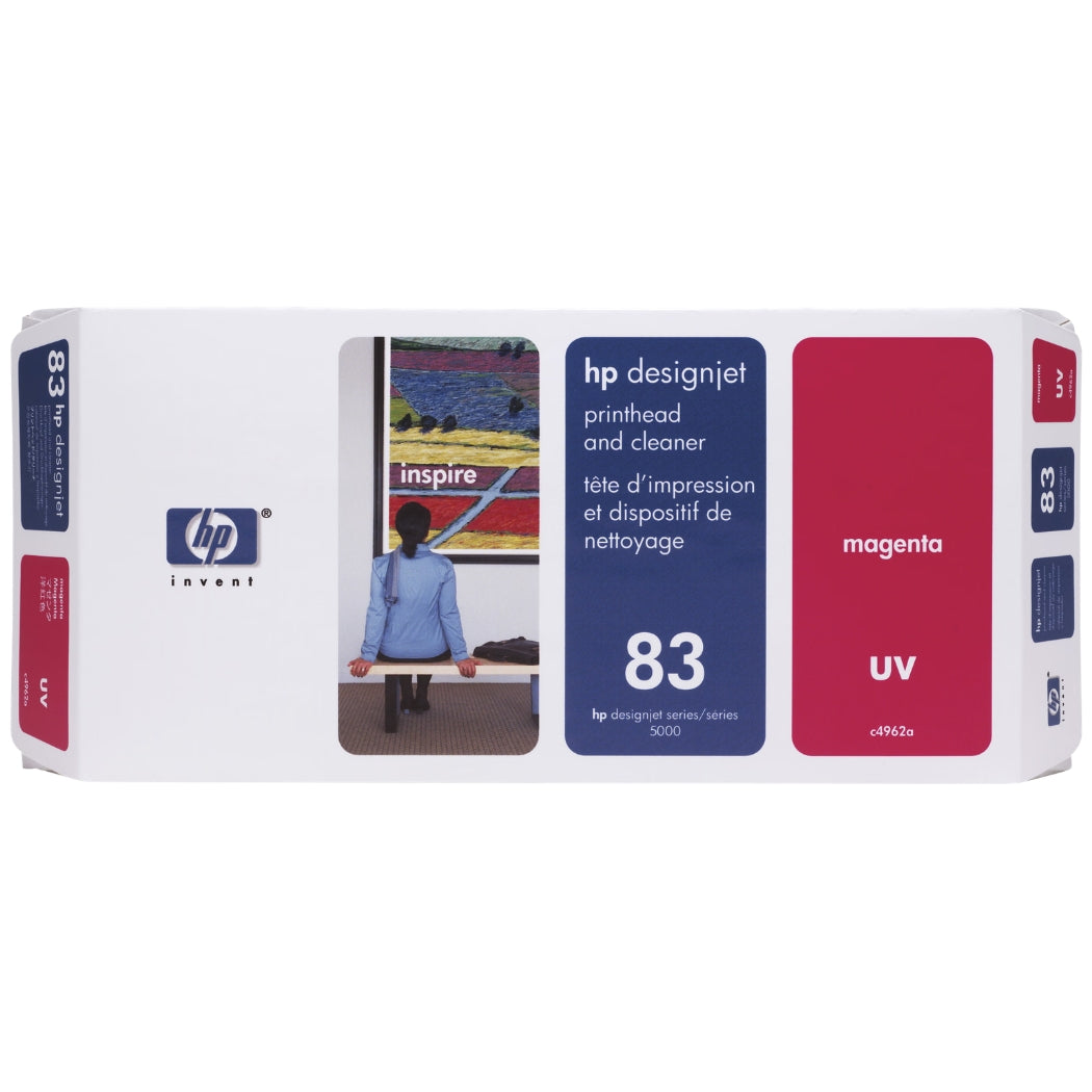 New, Pre-Owned - HP 83 Magenta DesignJet UV Printhead and Printhead Cleaner, C4962A