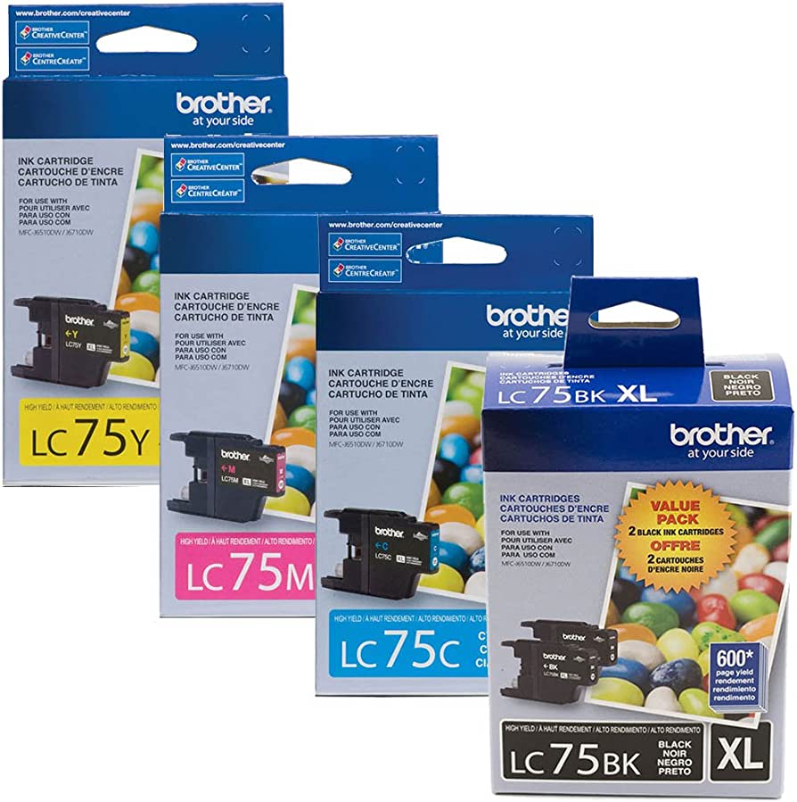 Original Brother LC75 Black, Cyan, Magenta, Yellow Ink Cartridges