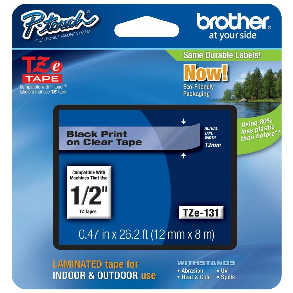 New, Pre-Owned - Brother TZe-131 Labelling Tape â€“ Black on Clear, 12mm wide