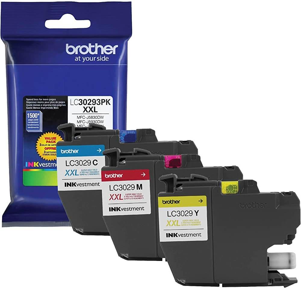 Brother LC3029 Extra High Yield Cyan, Magenta, Yellow Ink Cartridges, Pack Of 3
