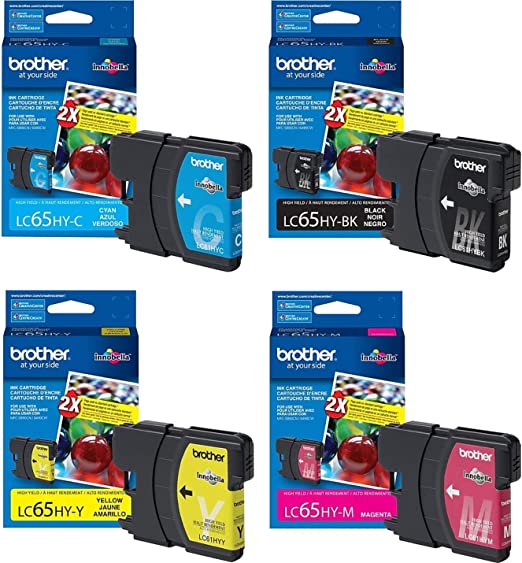 Original Brother LC65 Black, cyan, Magenta, Yellow Ink Cartridges