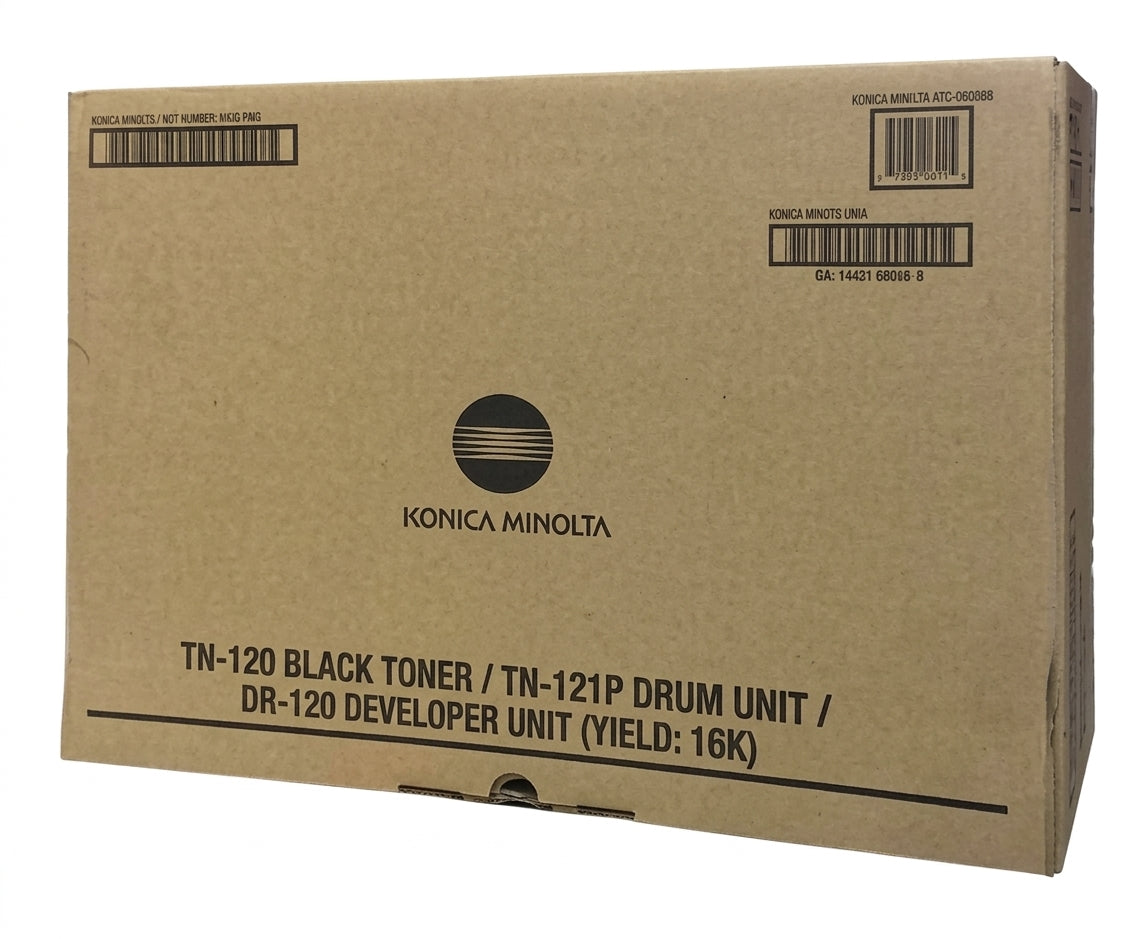 Original Konica Minolta TN-120 Standard Yield Black Toner Cartridge, 7640015042 