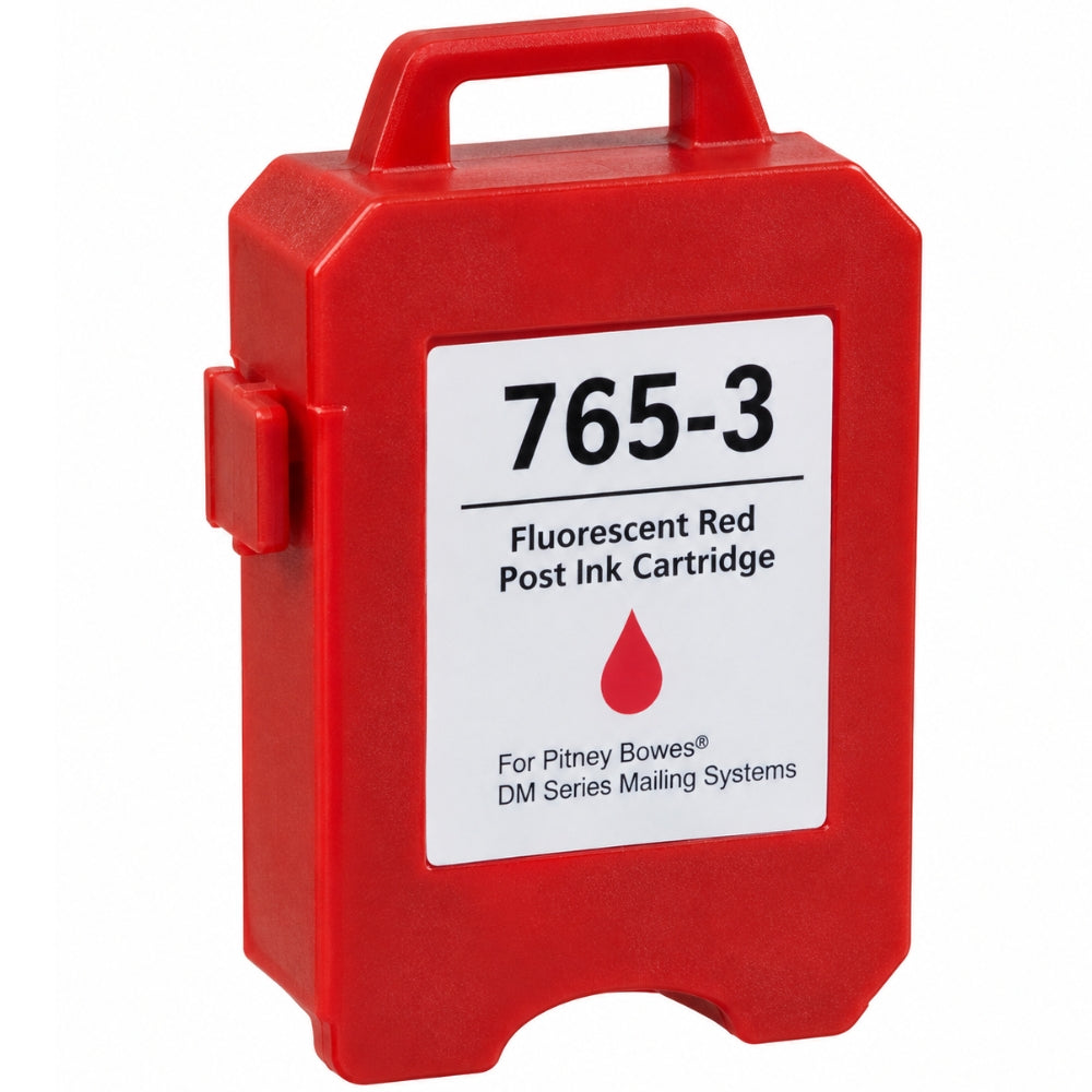 New, Pre-Owned, Original Pitney Bowes 765-3 Standard Yield Red Fluorescent Ink Cartridge, 7653
