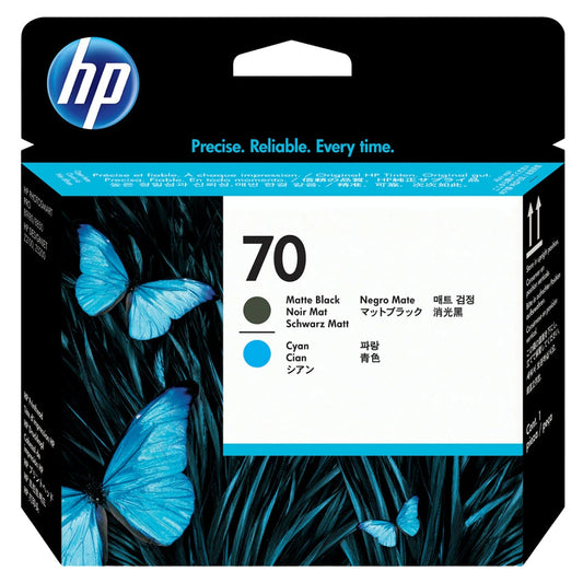 New, Pre-Owned - HP 70 (C9404A) Matte Black and Cyan Printhead